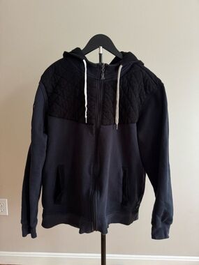 Harley Davidson Mens 2XL Quilted Yoke Hooded Zip-Up Sweatshirt - Black